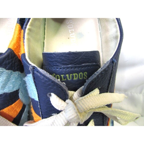 Soludos Womens Shoes Blue Leather Rainbow Wave  Chill Out Sneakers 8.5 - Picture 9 of 12